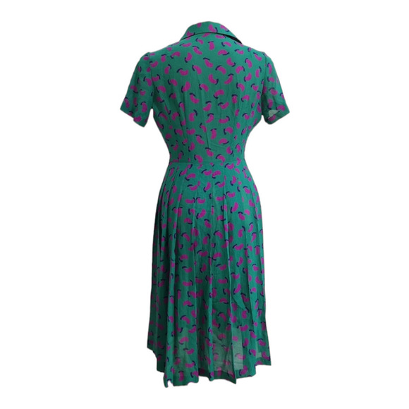 Vintage 60s style collared button up abstract midi textured dress Lui Chantant - Picture 4 of 11